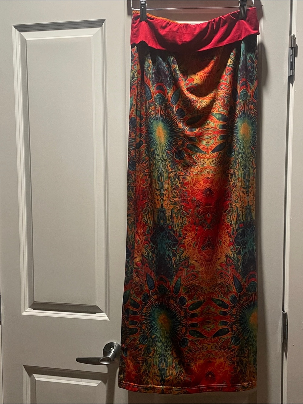 SHEIN Red Multicolor Bohemian Maxi Skirt